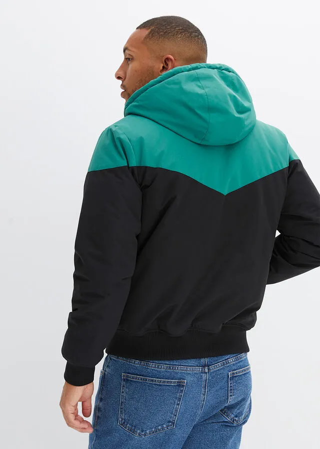 CHAQUETA DE INVIERNO CON CAPUCHA NEGROVERDE