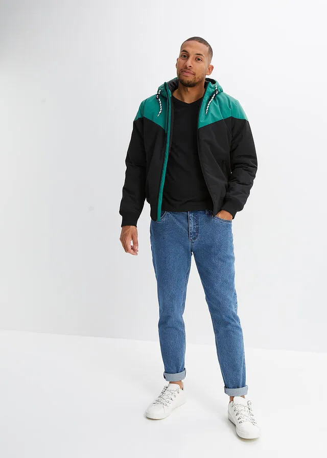 CHAQUETA DE INVIERNO CON CAPUCHA NEGROVERDE