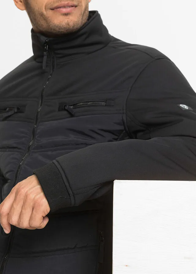 Chaqueta de invierno de tejido Softshell Negro