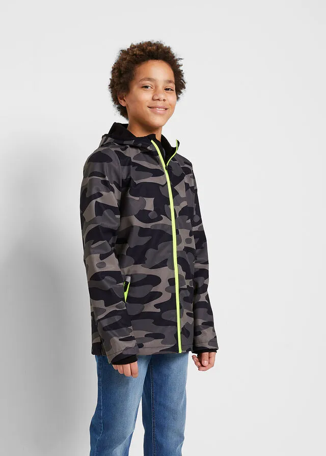 Chaqueta de tejido softshell para niños con estampado de camuflaje Gris estampado