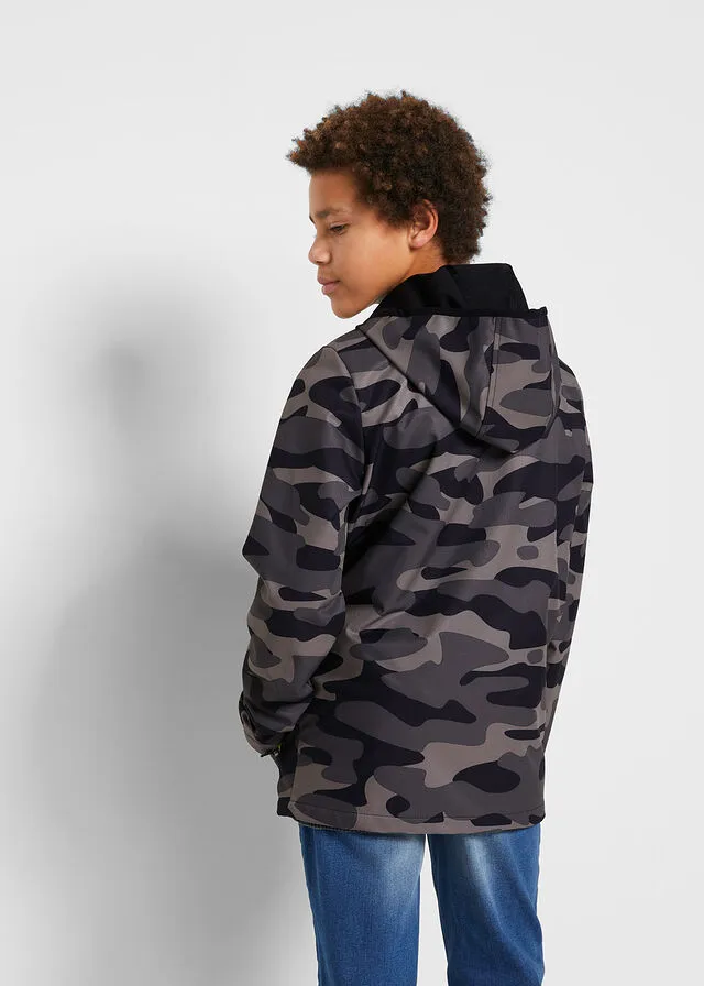 Chaqueta de tejido softshell para niños con estampado de camuflaje Gris estampado