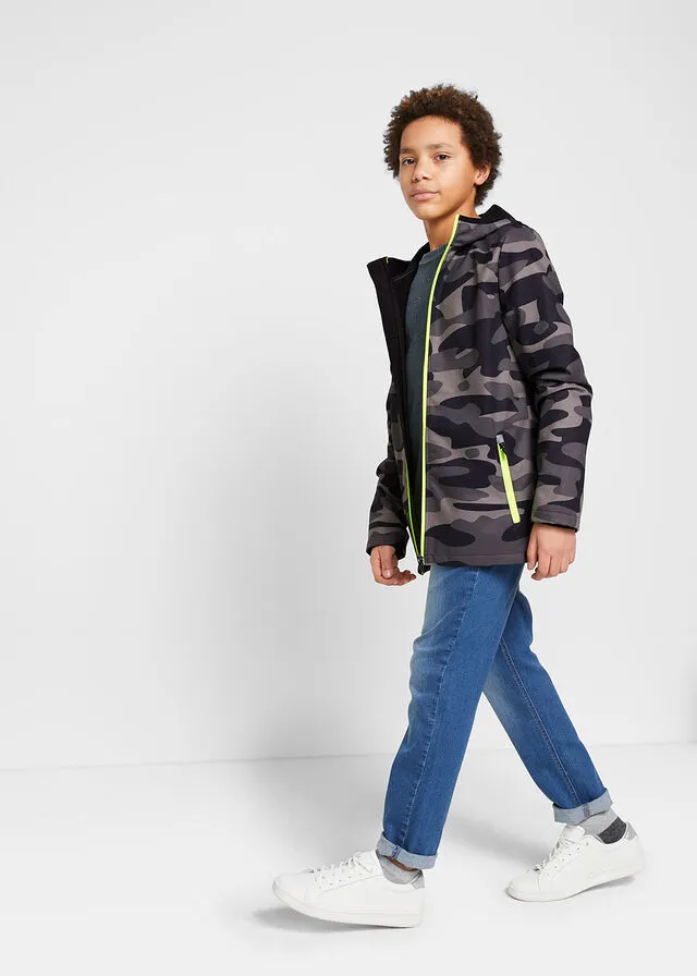 Chaqueta de tejido softshell para niños con estampado de camuflaje Gris estampado