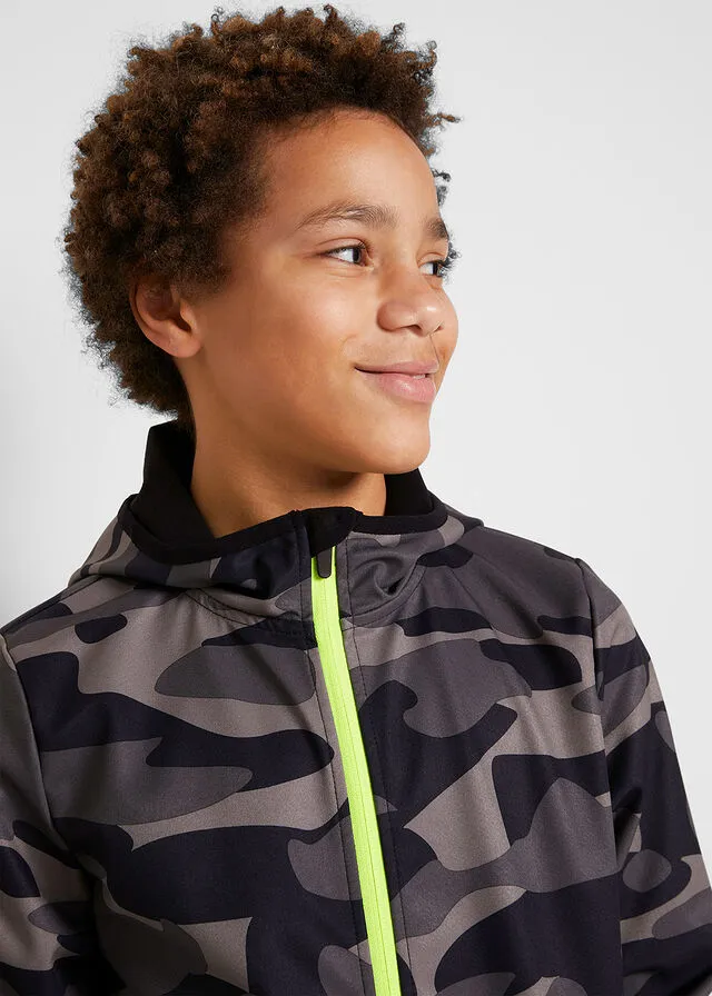 Chaqueta de tejido softshell para niños con estampado de camuflaje Gris estampado