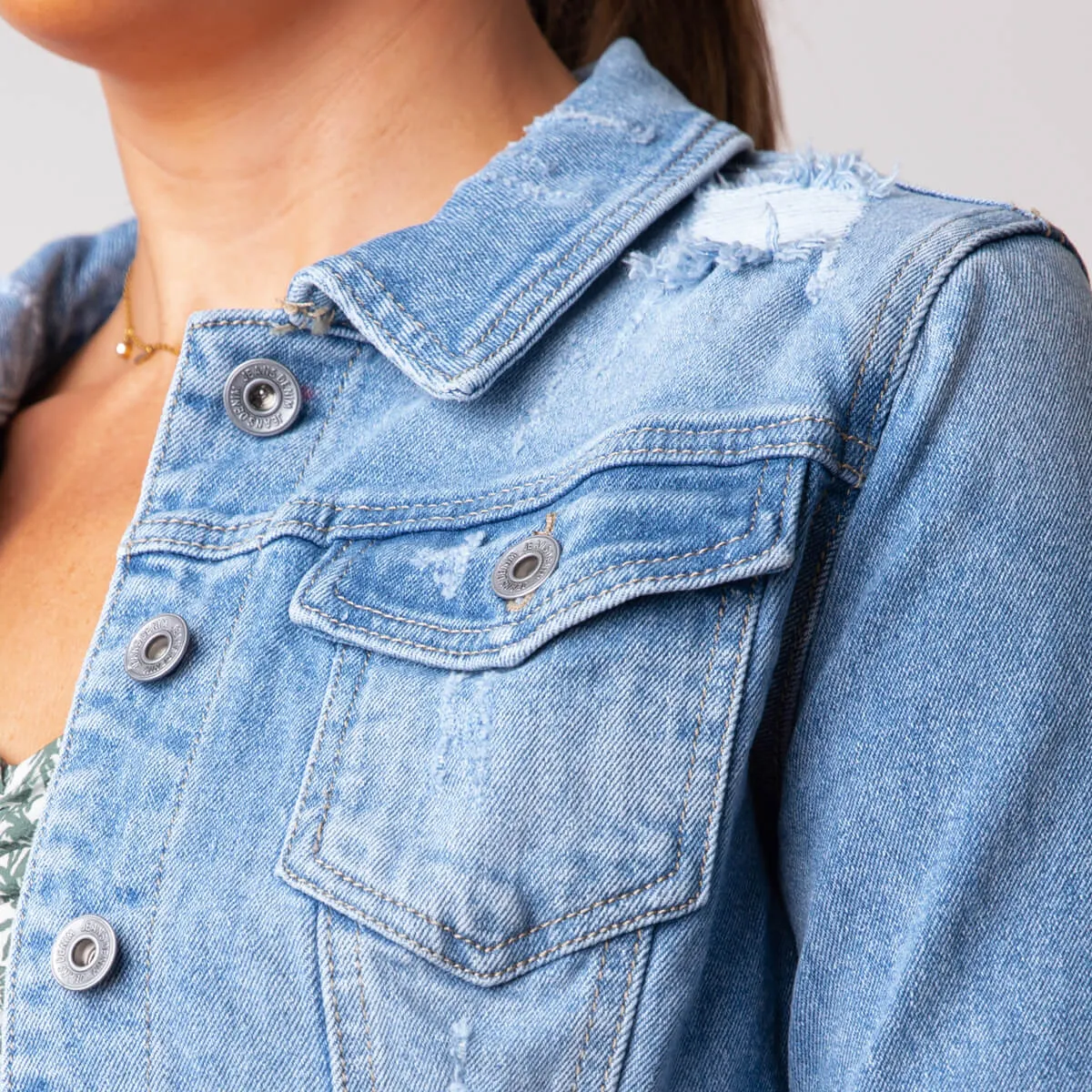 CHAQUETA VAQUERA DETALLES  AZUL