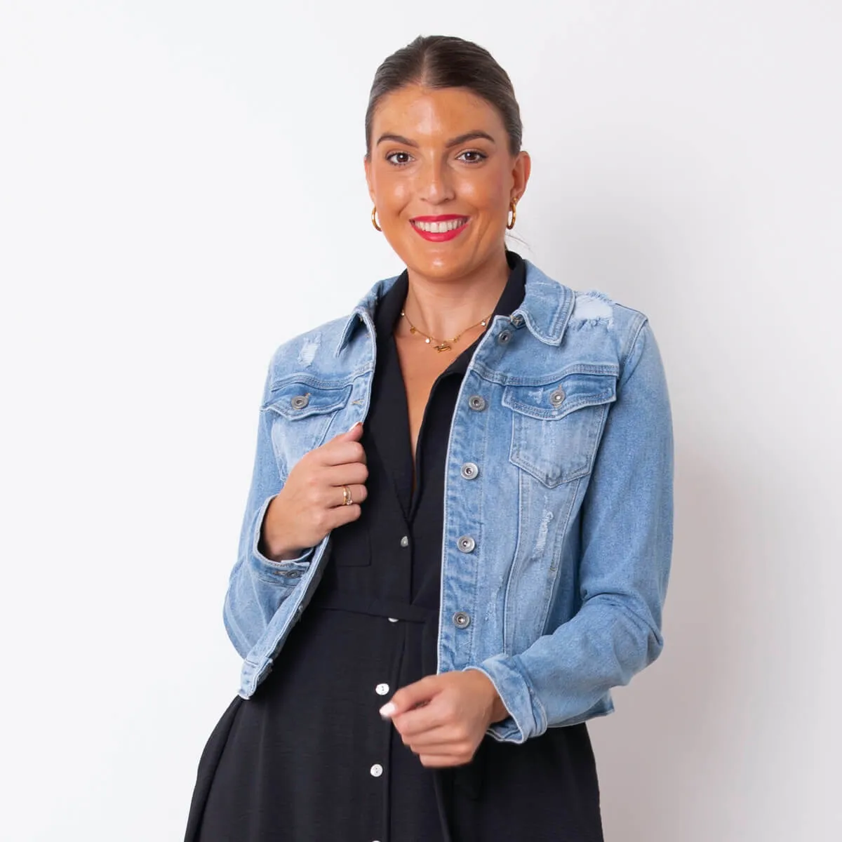 CHAQUETA VAQUERA DETALLES  AZUL
