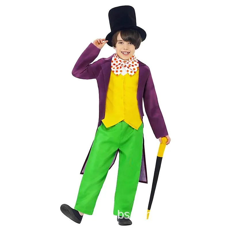 Charlie y la fábrica de chocolate Disfraces de cosplay para niños Willy Wonka Black Hat Movie Cos Ropa para Halloween Cosplay
