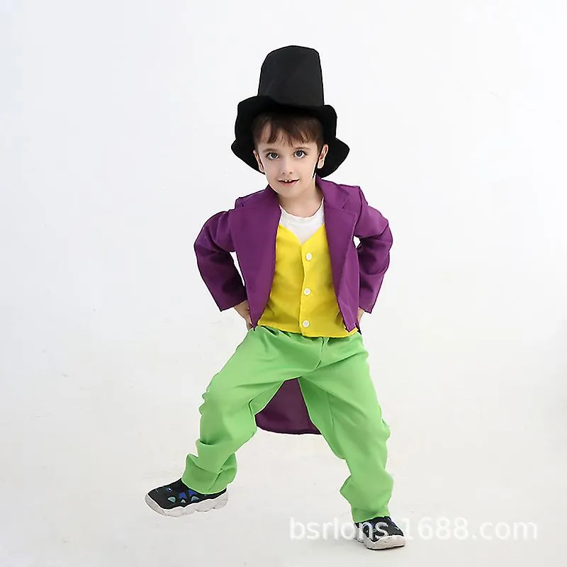 Charlie y la fábrica de chocolate Disfraces de cosplay para niños Willy Wonka Black Hat Movie Cos Ropa para Halloween Cosplay