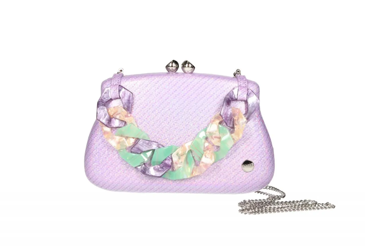 Clutch Lila Asa Mano Eslabones Carey