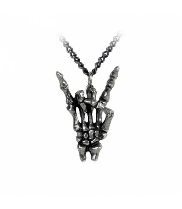 Colgante mano esqueleto simbolo cuernos mal de ojo Maloik P797 by Alchemy