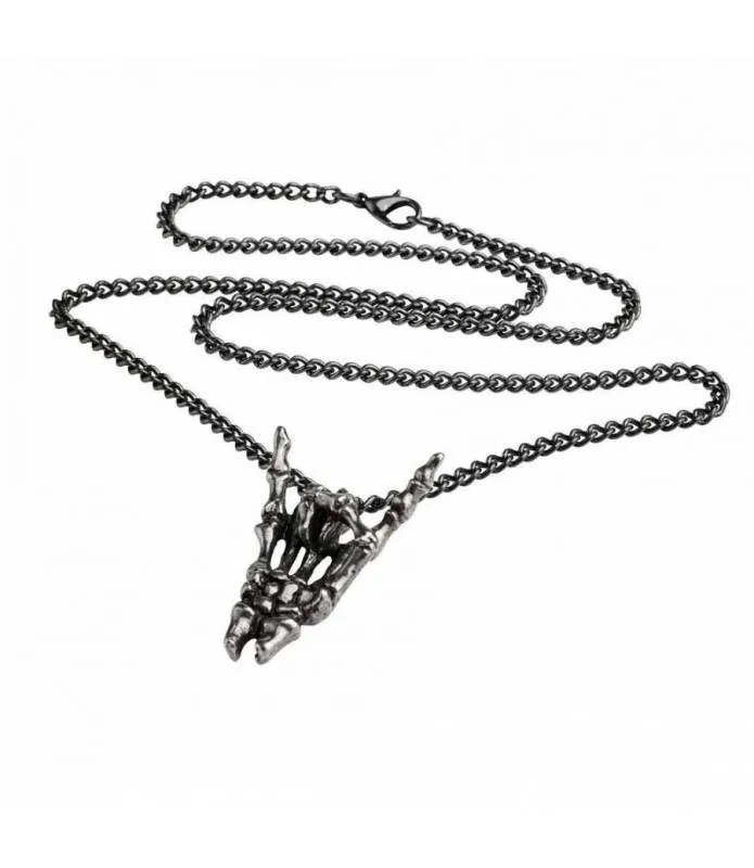Colgante mano esqueleto simbolo cuernos mal de ojo Maloik P797 by Alchemy
