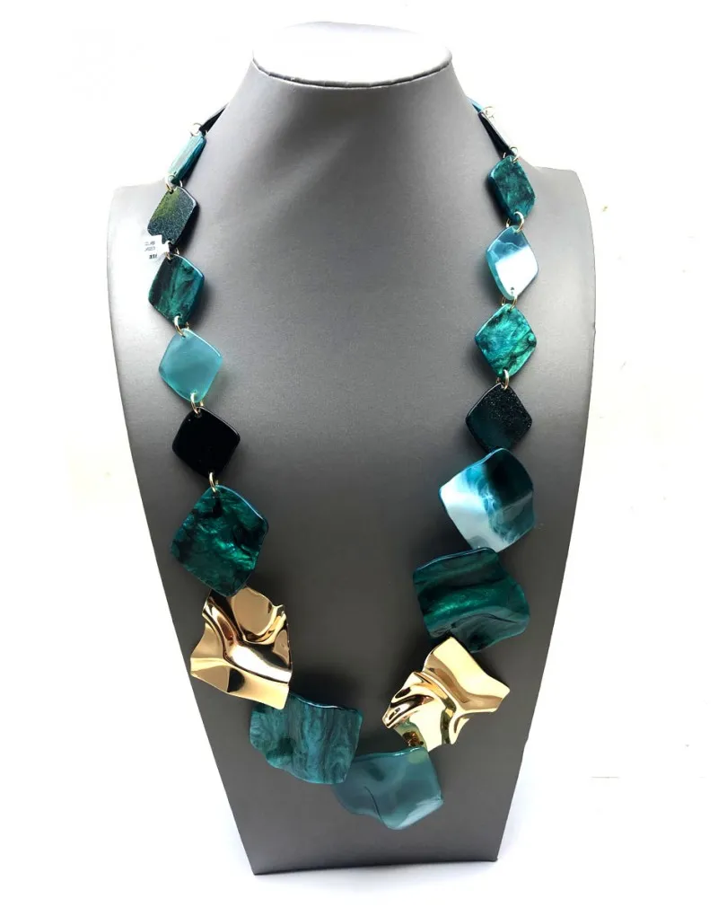 COLLARES AZULES LARGOS DE MUJER DE BISUTERIA DISEÑO DE MODA ACTUAL