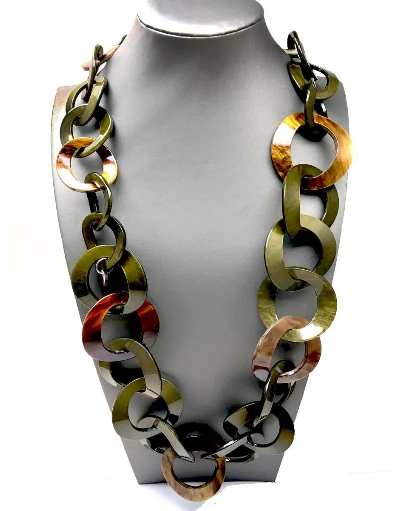 COLLARES DE MUJER VERDES CON GRANDES ESLABONES TIPO CAREY