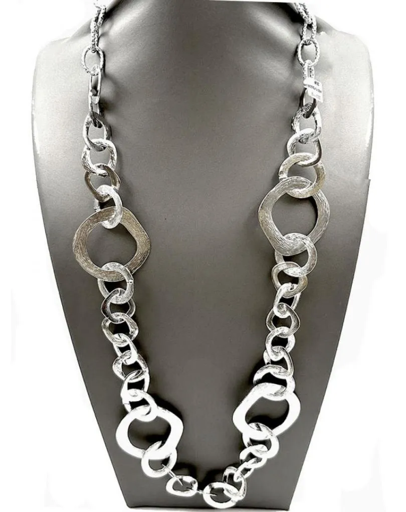 COLLARES PLATEADOS LARGOS DE ESLABONES GRANDES PARA LLEVAR CON TODO