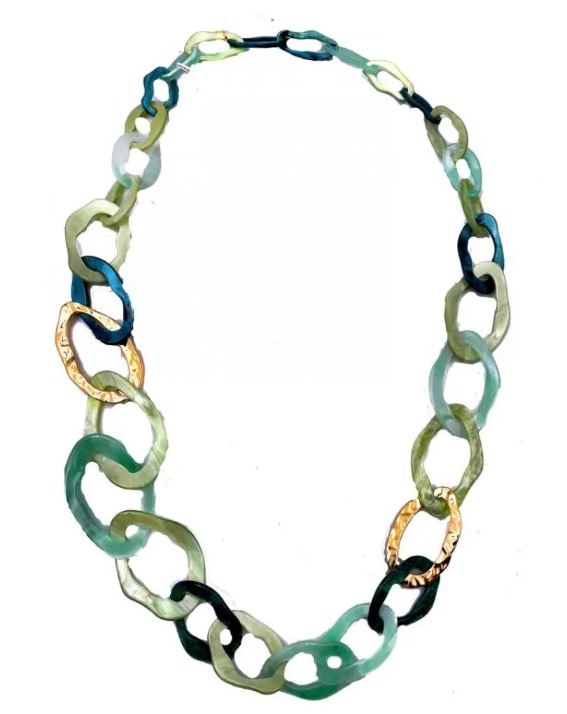 COLLARES VERDES DE MUJER CON ESLABONES GRANDES DE MODA