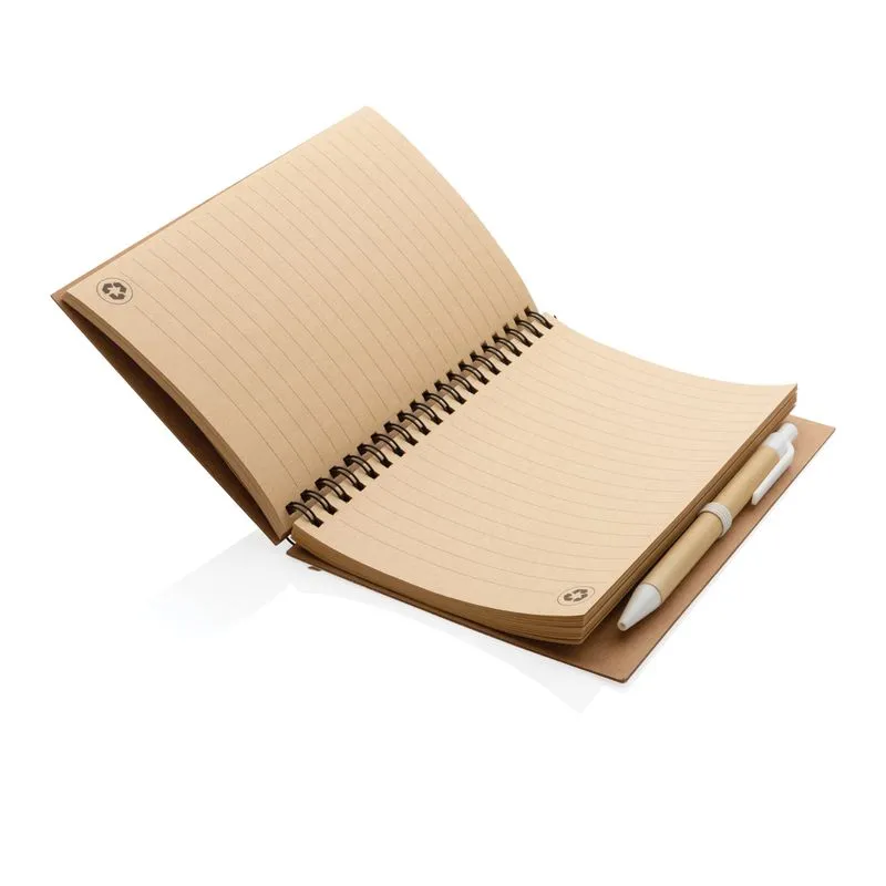 Cuaderno de espiral kraft con bolígrafo
