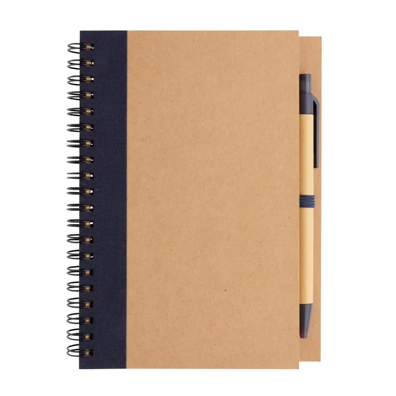 Cuaderno de espiral kraft con bolígrafo