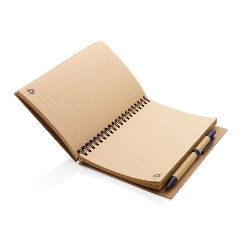 Cuaderno de espiral kraft con bolígrafo