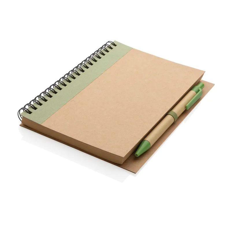 Cuaderno de espiral kraft con bolígrafo