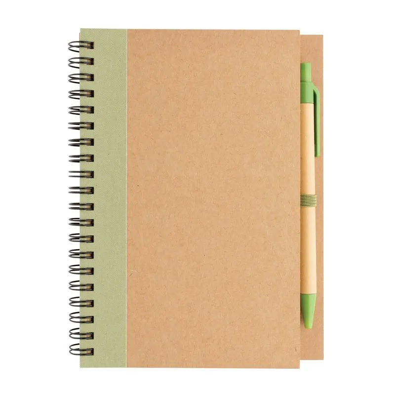 Cuaderno de espiral kraft con bolígrafo