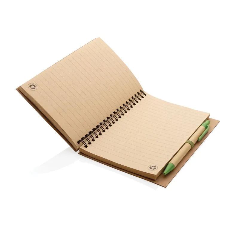 Cuaderno de espiral kraft con bolígrafo