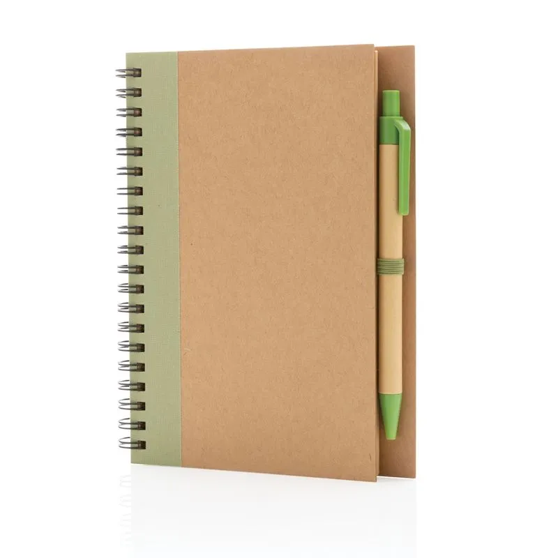 Cuaderno de espiral kraft con bolígrafo