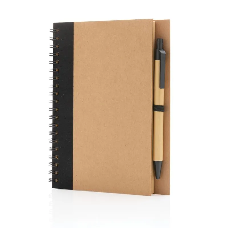 Cuaderno de espiral kraft con bolígrafo