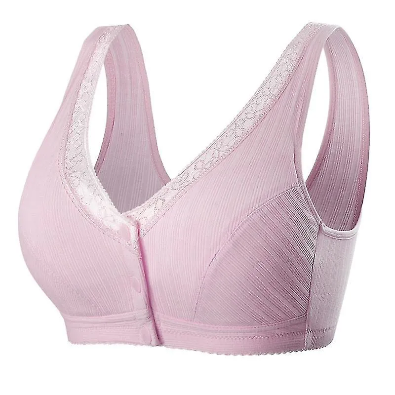 Cómodo sujetador de algodón de talla grande con botón frontal ropa interior inalámbrica para mujer transpirable sin costuras