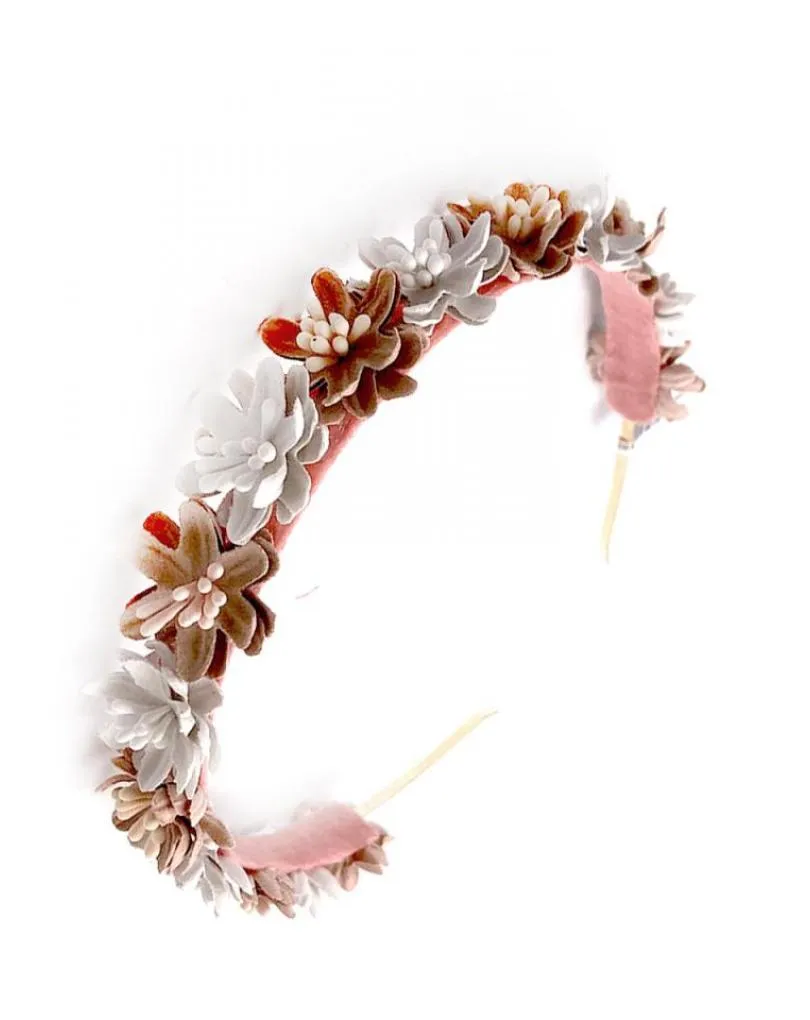DIADEMAS BODA ROSAS Y BLANCAS CON FLORECITAS PEQUEÑAS