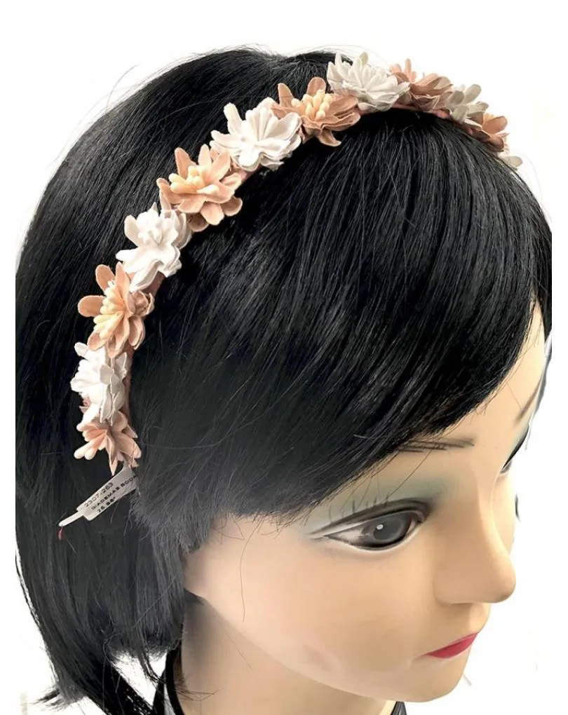 DIADEMAS BODA ROSAS Y BLANCAS CON FLORECITAS PEQUEÑAS