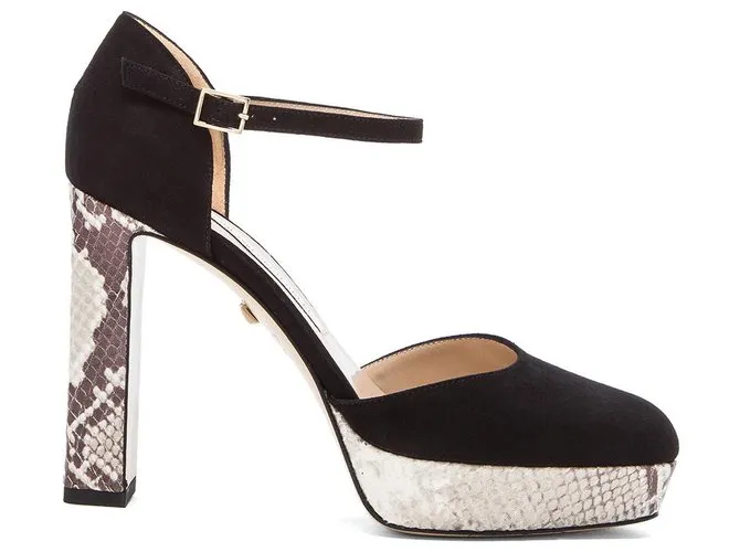 Diane Von Furstenberg DvF Mika piel de serpiente y zapatos de gamuza. Negro 