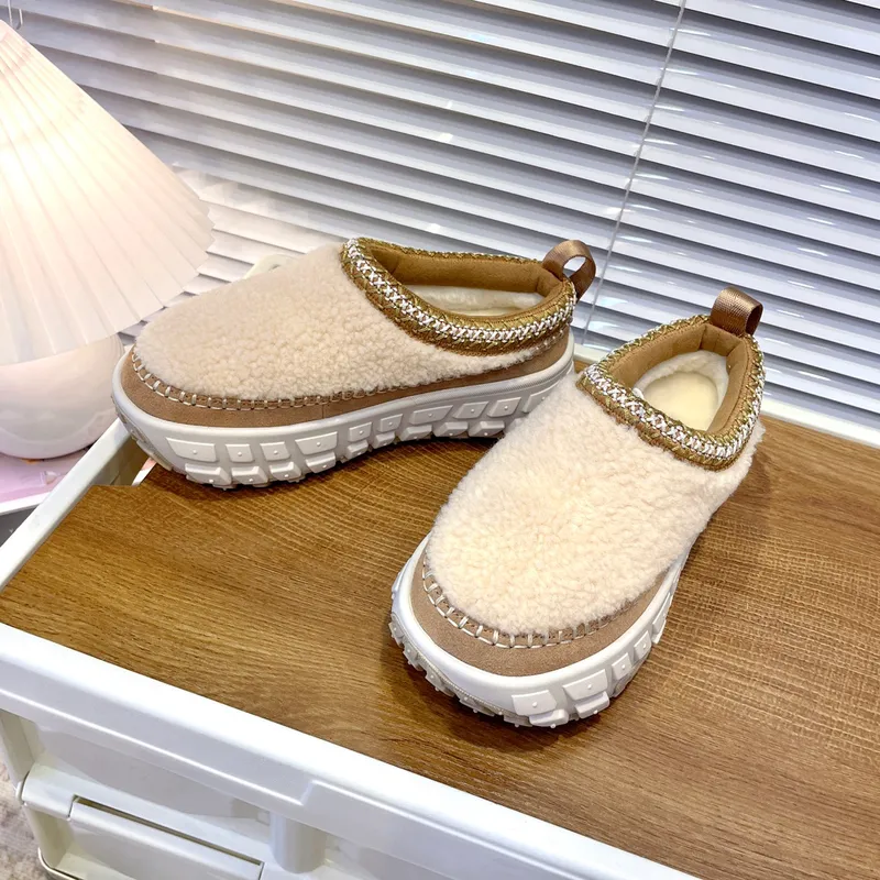 Diseñador Tasman Slippers Venture Daze acogedoras toboganes de pieles de la plataforma de la plataforma del fondo de la platafor