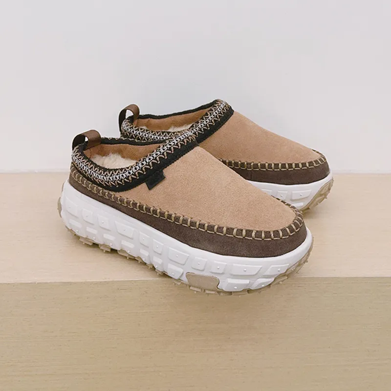 Diseñador Tasman Slippers Venture Daze acogedoras toboganes de pieles de la plataforma de la plataforma del fondo de la platafor