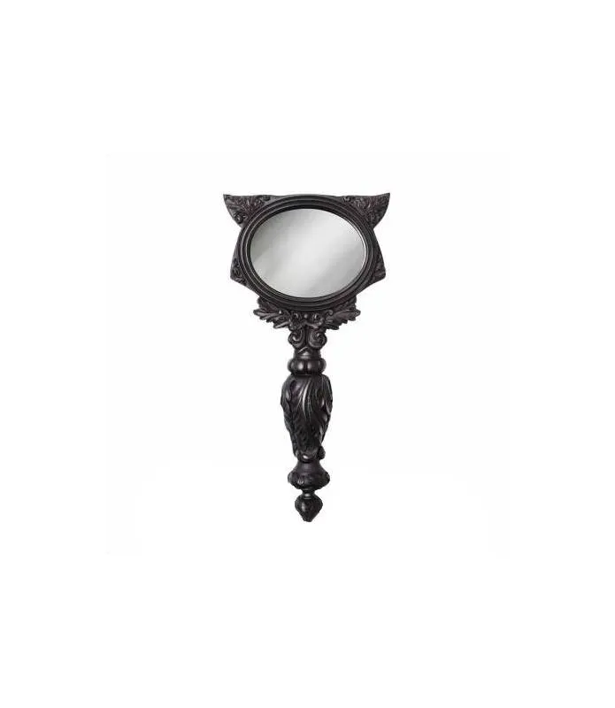 Espejo de mano de resina Gato negro Black Sacred Cat hand mirror by Alchemy V64B