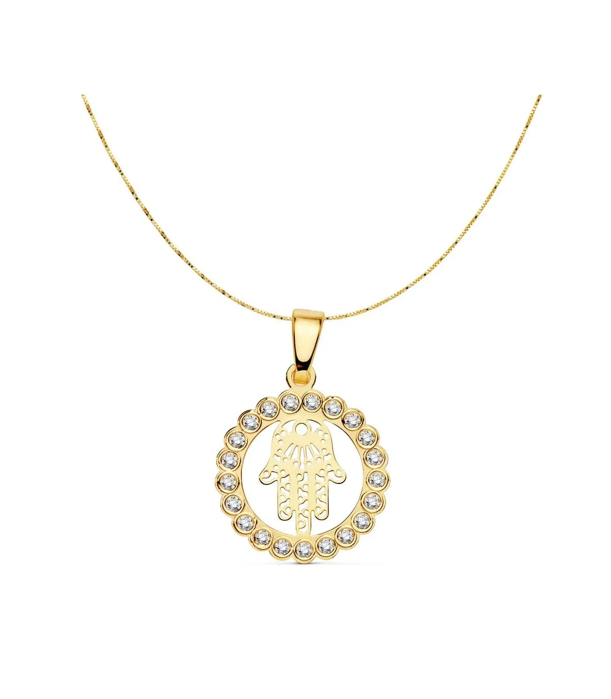 Gargantilla Mano de Fátima Hamsa Oro 18K