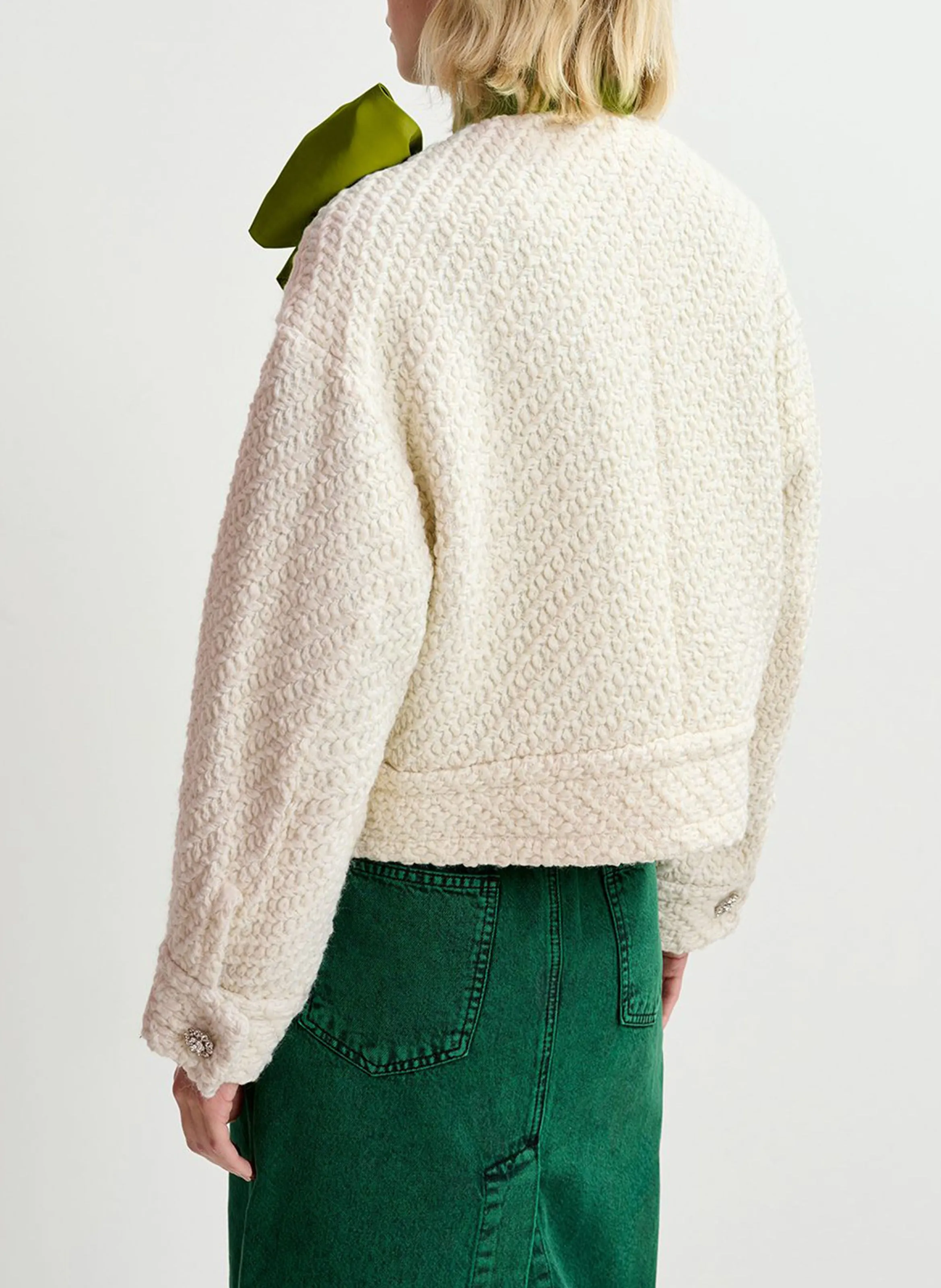 GOUVEAU  CHAQUETA CORTA DE TWEED DE LANA MEZCLADA EN BLANCO