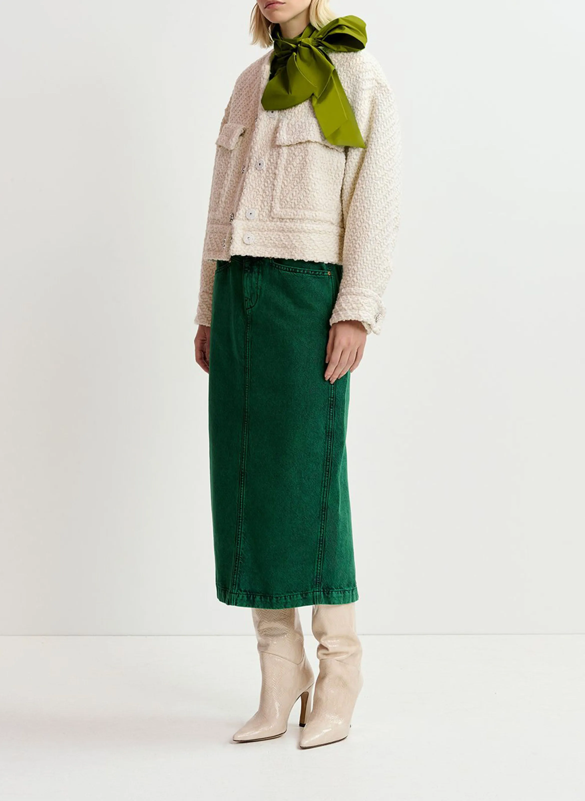 GOUVEAU  CHAQUETA CORTA DE TWEED DE LANA MEZCLADA EN BLANCO