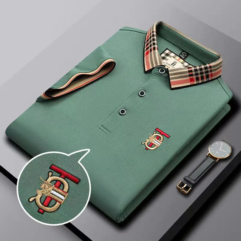 High 2023 end bordado manga corta polo de algodón camiseta de los hombres ropa de moda coreana top de lujo de verano tamaño asiá