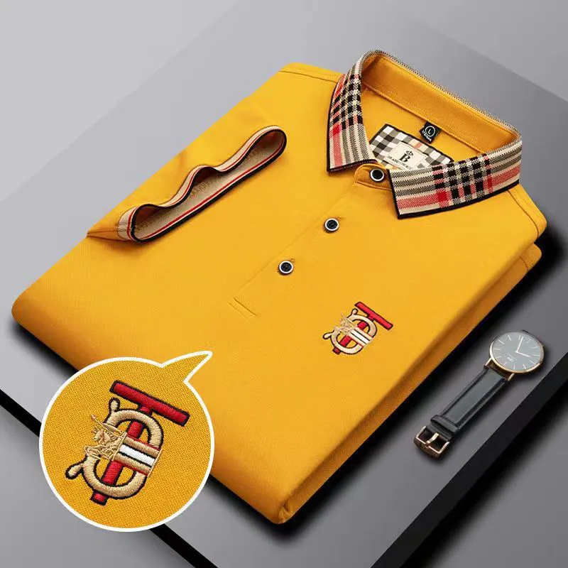 High 2023 end bordado manga corta polo de algodón camiseta de los hombres ropa de moda coreana top de lujo de verano tamaño asiá