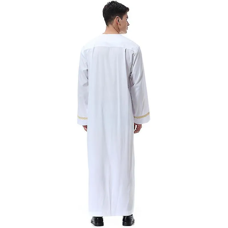 Hombre Musulmán Saudi Robe Dubai Long Zip Crew Neck Robe Top Thobe Ropa