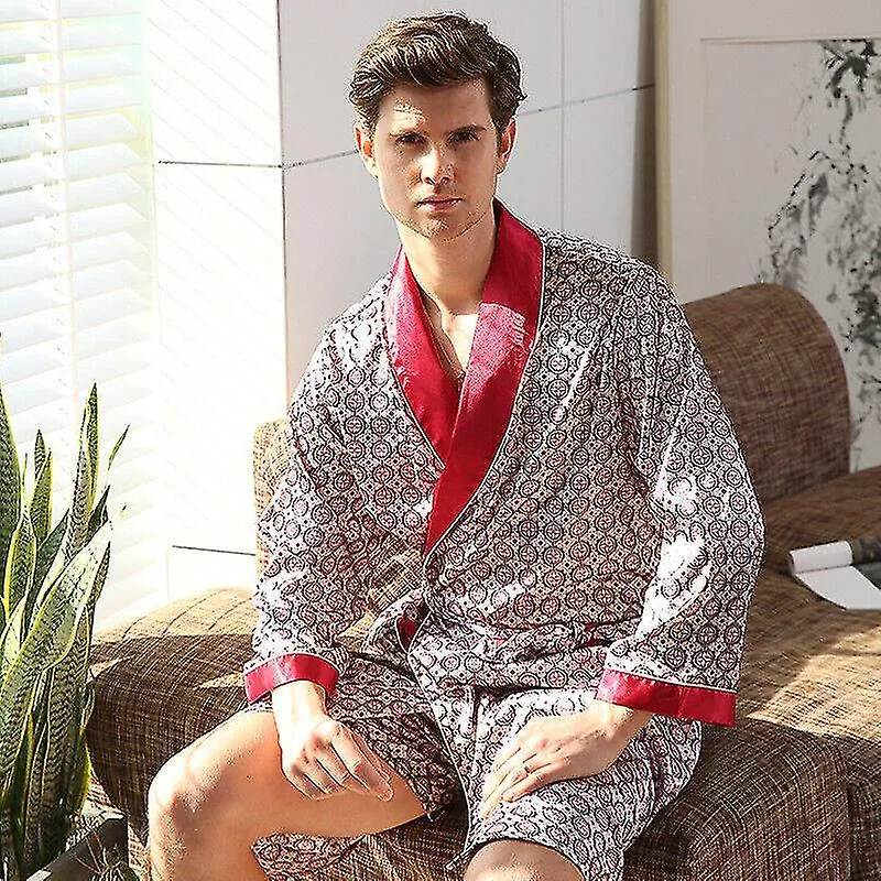 Hombre Satén Seda Pijama Lujo Kimono Albornoz Bata Bata Bata Pijamas Ropa de Estar por Casa DMW