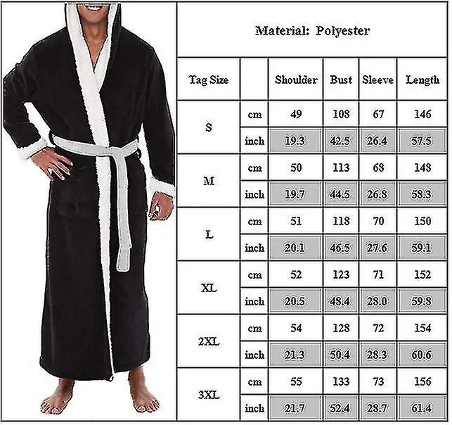 Hombres Albornoz largo con capucha Vestido Vestido camisón suave Camisón Ropa de dormir A