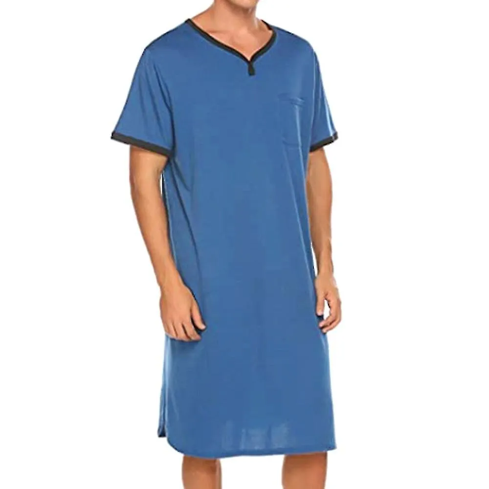 Hombres Cómodos Pijamas Sueltos Camisón Camisón Camisa Larga Camisa Lounge Ropa de Dormir Ropa de Dormir