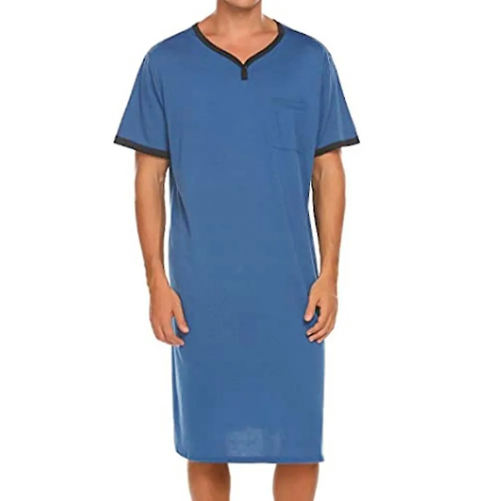 Hombres Cómodos Pijamas Sueltos Camisón Camisón Camisa Larga Camisa Lounge Ropa de Dormir Ropa de Dormir