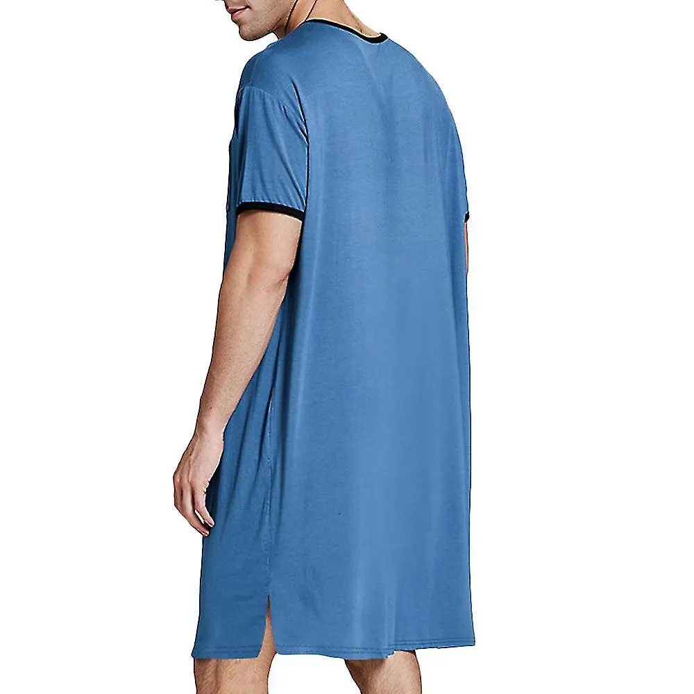 Hombres Cómodos Pijamas Sueltos Camisón Camisón Camisa Larga Camisa Lounge Ropa de Dormir Ropa de Dormir