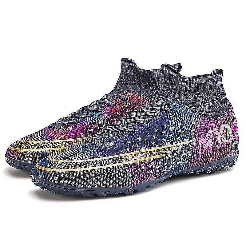 Hombres Zapatos de fútbol de césped artificial de caña alta Zapatos de fútbol transpirables para niños con cordones