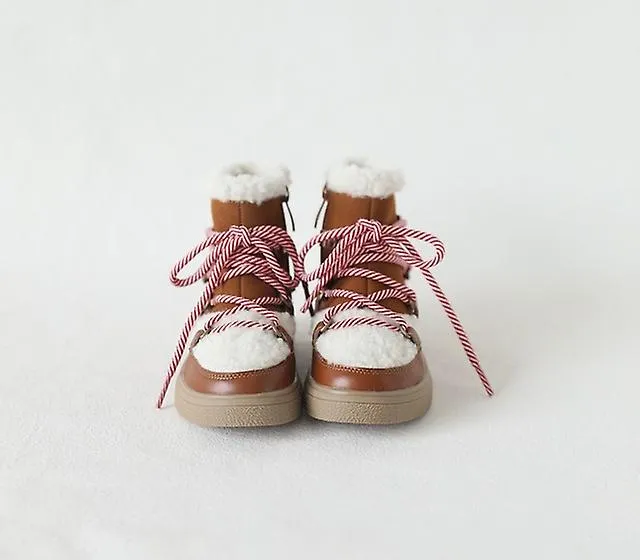 Invierno Niños Botas de nieve Gamuza Cuero genuino Bebé Niñas Botines Cálido Grueso Lana de cordero Moda Niños Zapatos escolares
