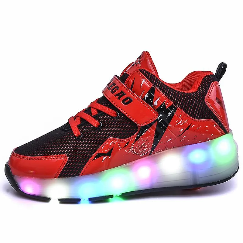 KIDENG Zapatillas para niños Zapatos brillantes de doble rueda Niños Niñas Zapatos deportivos 1818