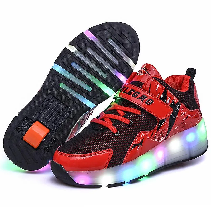 KIDENG Zapatillas para niños Zapatos brillantes de doble rueda Niños Niñas Zapatos deportivos 1818