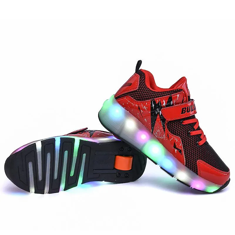 KIDENG Zapatillas para niños Zapatos brillantes de doble rueda Niños Niñas Zapatos deportivos 1818