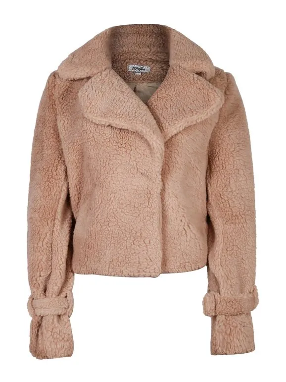Le Youyou Chaqueta corta con osito de peluche para mujer